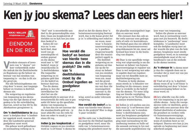 Article in The Burger Newspaper - ken-jy-jou-skema-lees-dan-eers-hier!-21-maart-2020