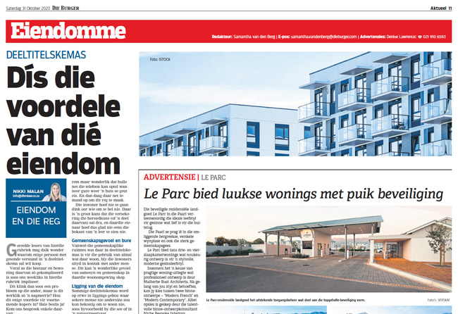 Dís die voordele van dié eiendom