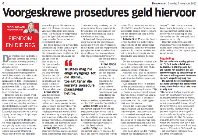 Voorgeskrewe prosedures geld hiervoor