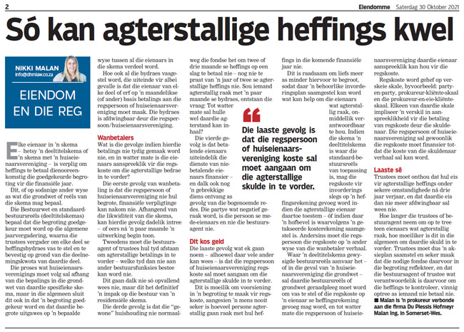 So kan agterstallige heffings kwel
