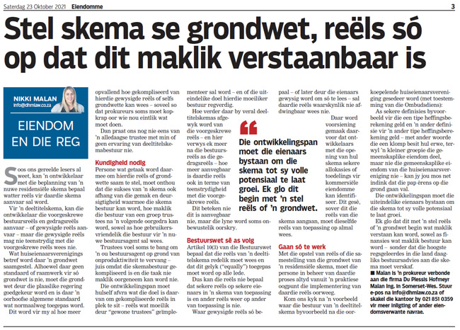 Stel skema se grondwet, reels so op dat dit maklik verstaanbaar is