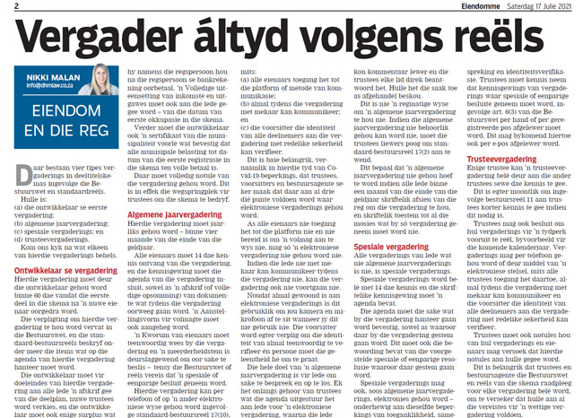 Vergader altyd volgens reels