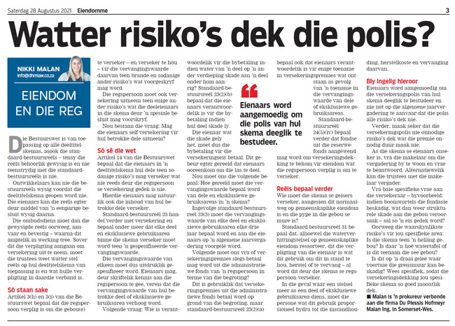 Watter risikos dek die polis?