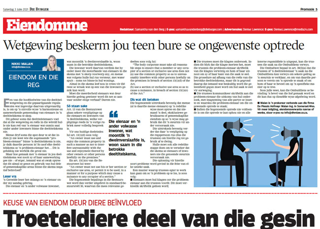 Wetgewing beskerm jou teen bure se ongewenste optrede