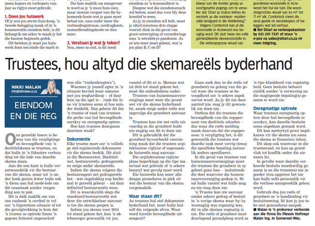 Trustees, hou altyd die skemareëls byderhand