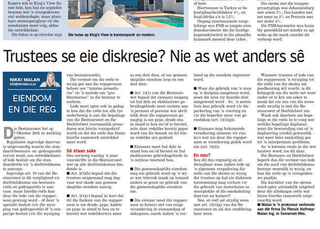 Trustees se eie diskresie? Nie as wet anders se